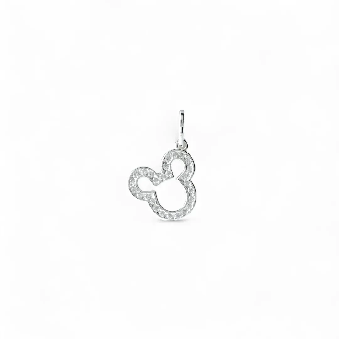 Pingente Mickey Prata 925 Cravejado com Zircônias