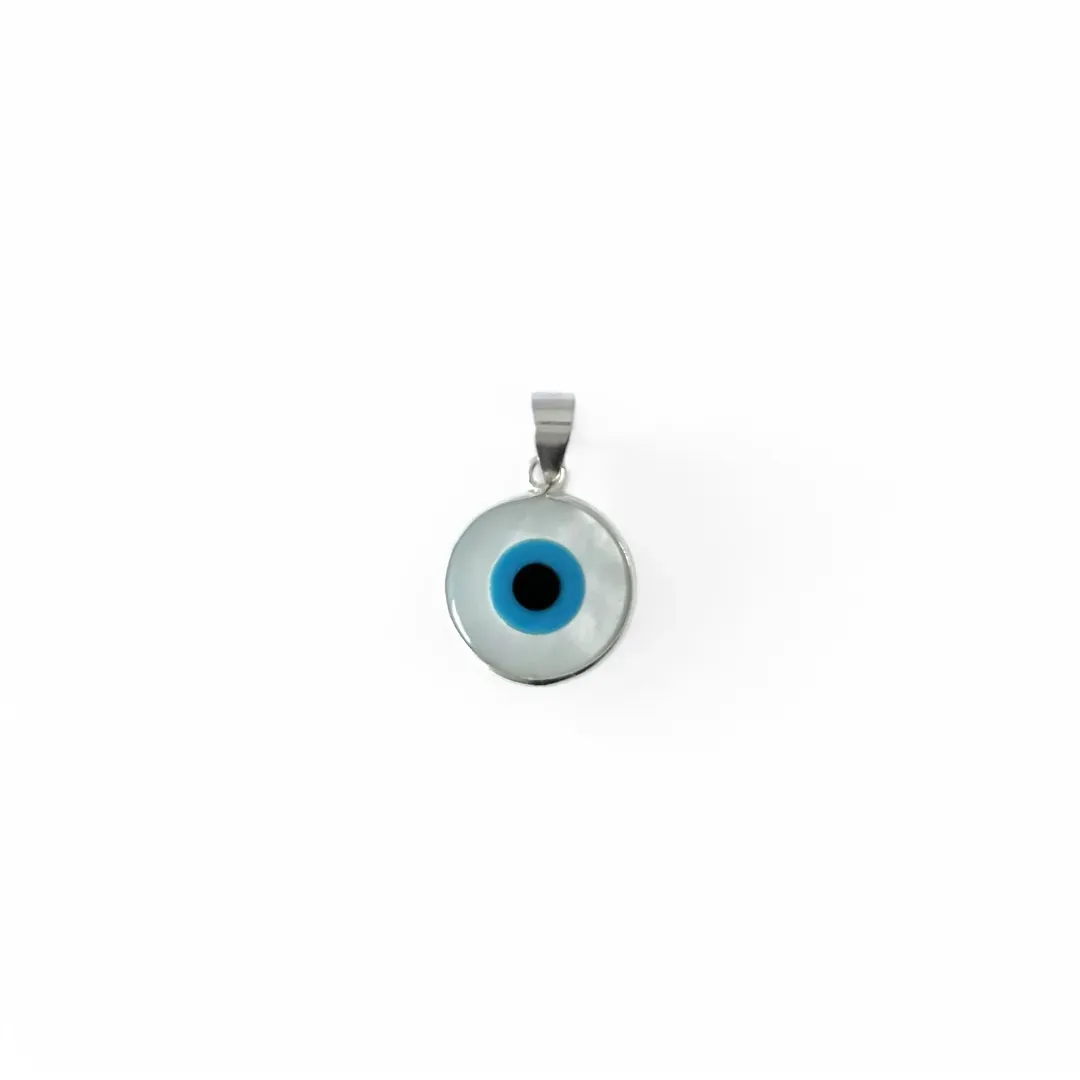 Pingente Olho Grego Prata 925 com Madrepérola - 12mm