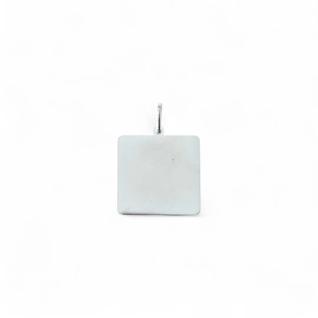 Pingente Placa Quadrada Prata 925 para Gravação - 2cm