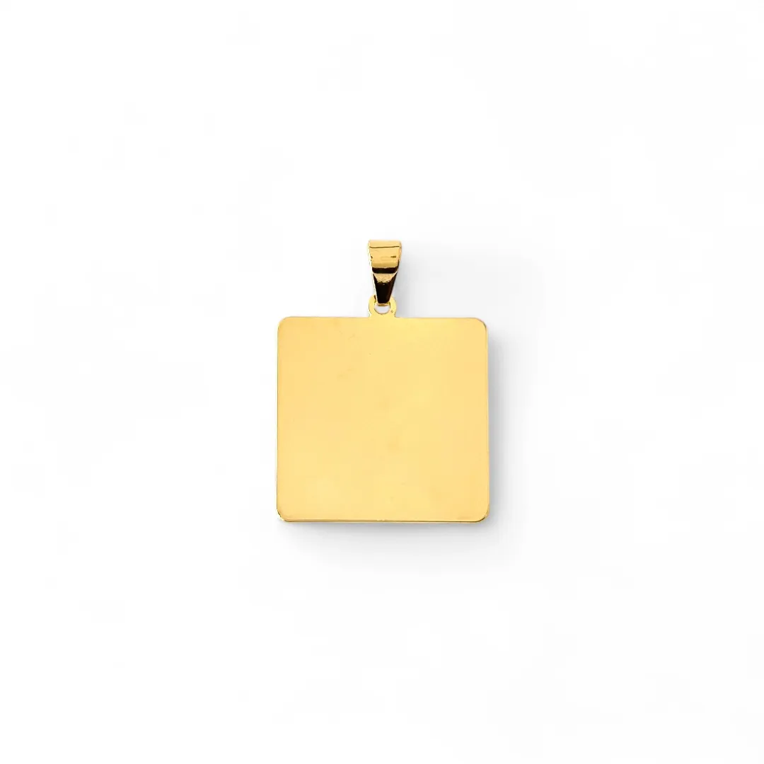 Pingente Placa Quadrado Banhado a Ouro 18K