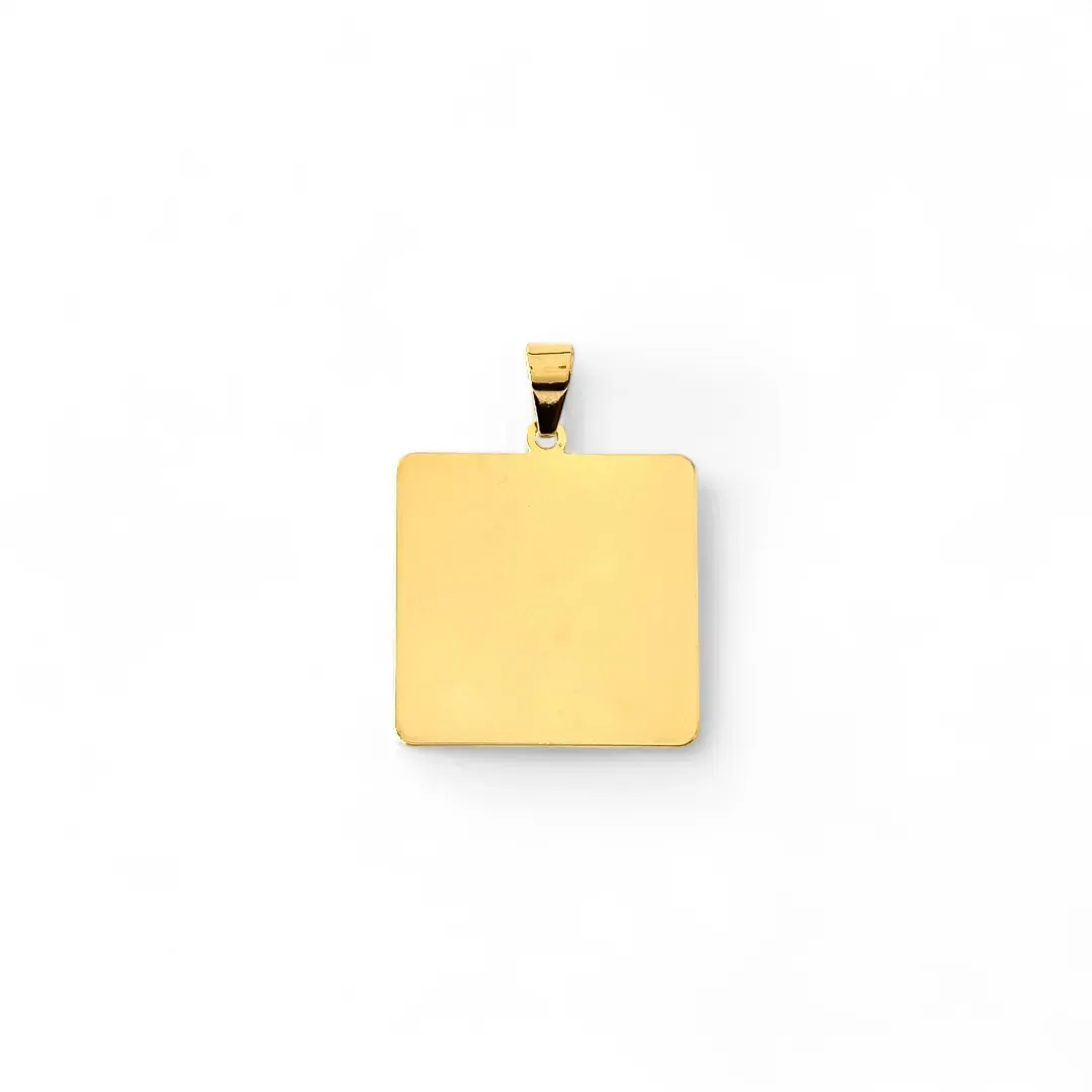 Pingente Placa Quadrado Banhado a Ouro 18K