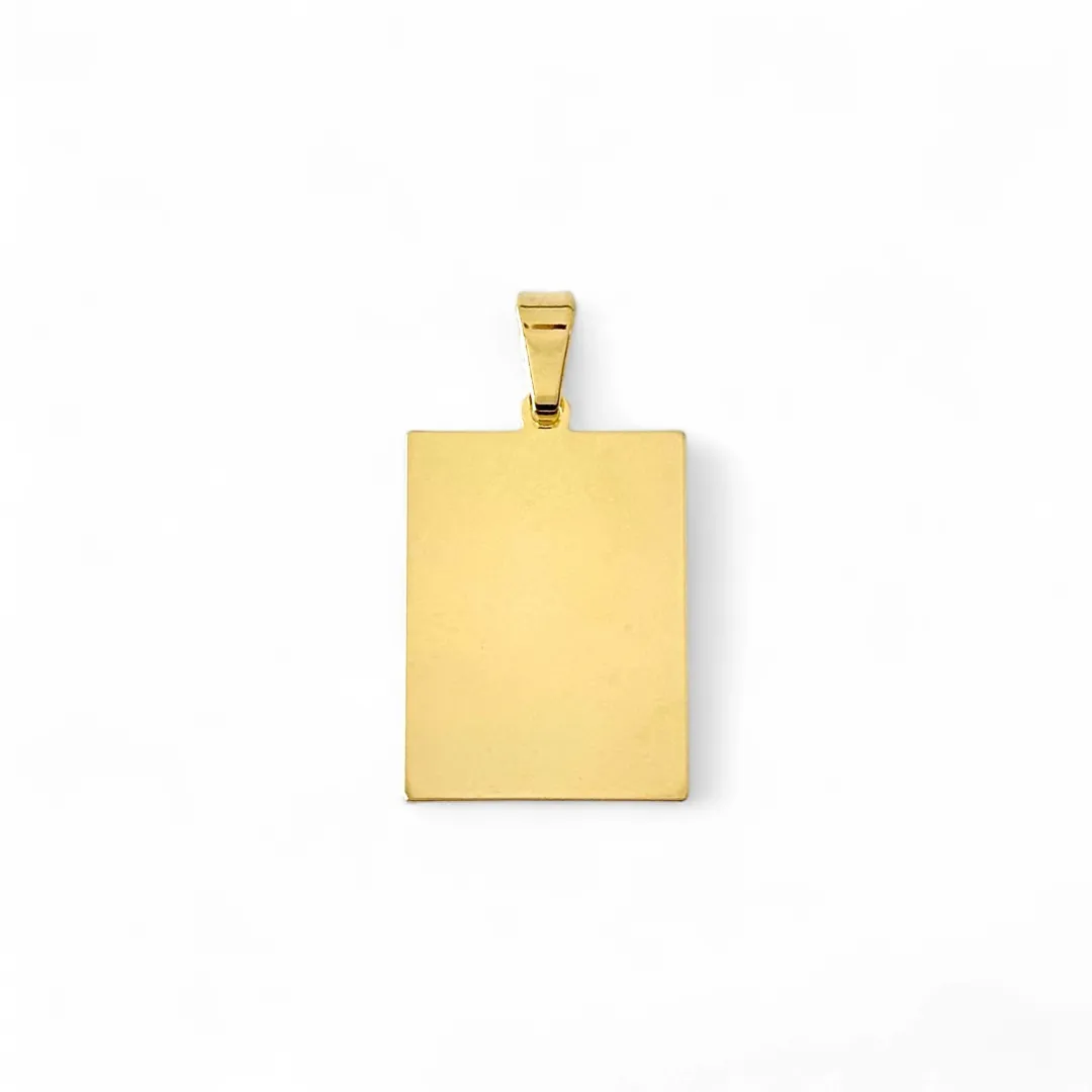 Pingente Placa Retangular Banhado a Ouro 18K