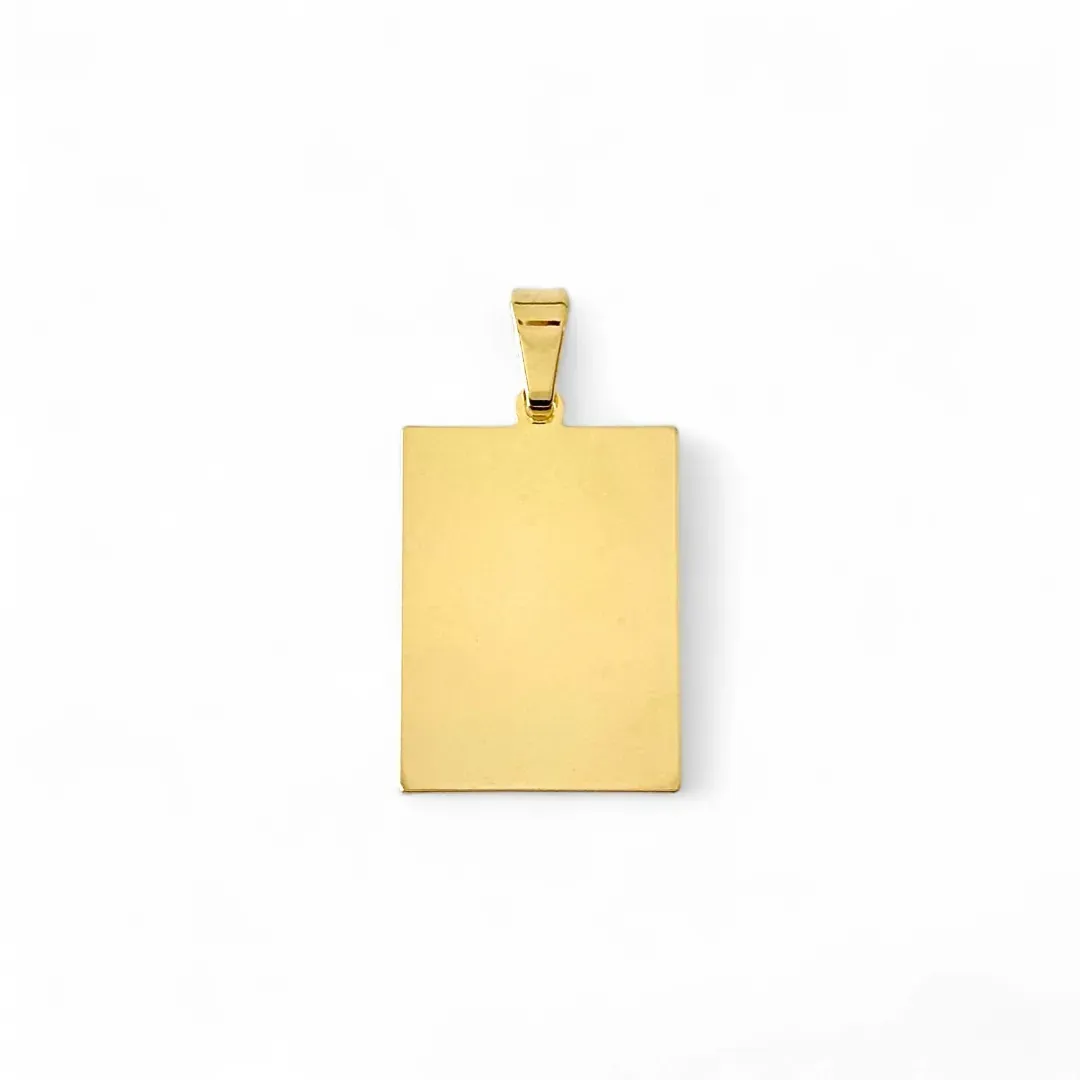 Pingente Placa Retangular Banhado a Ouro 18K