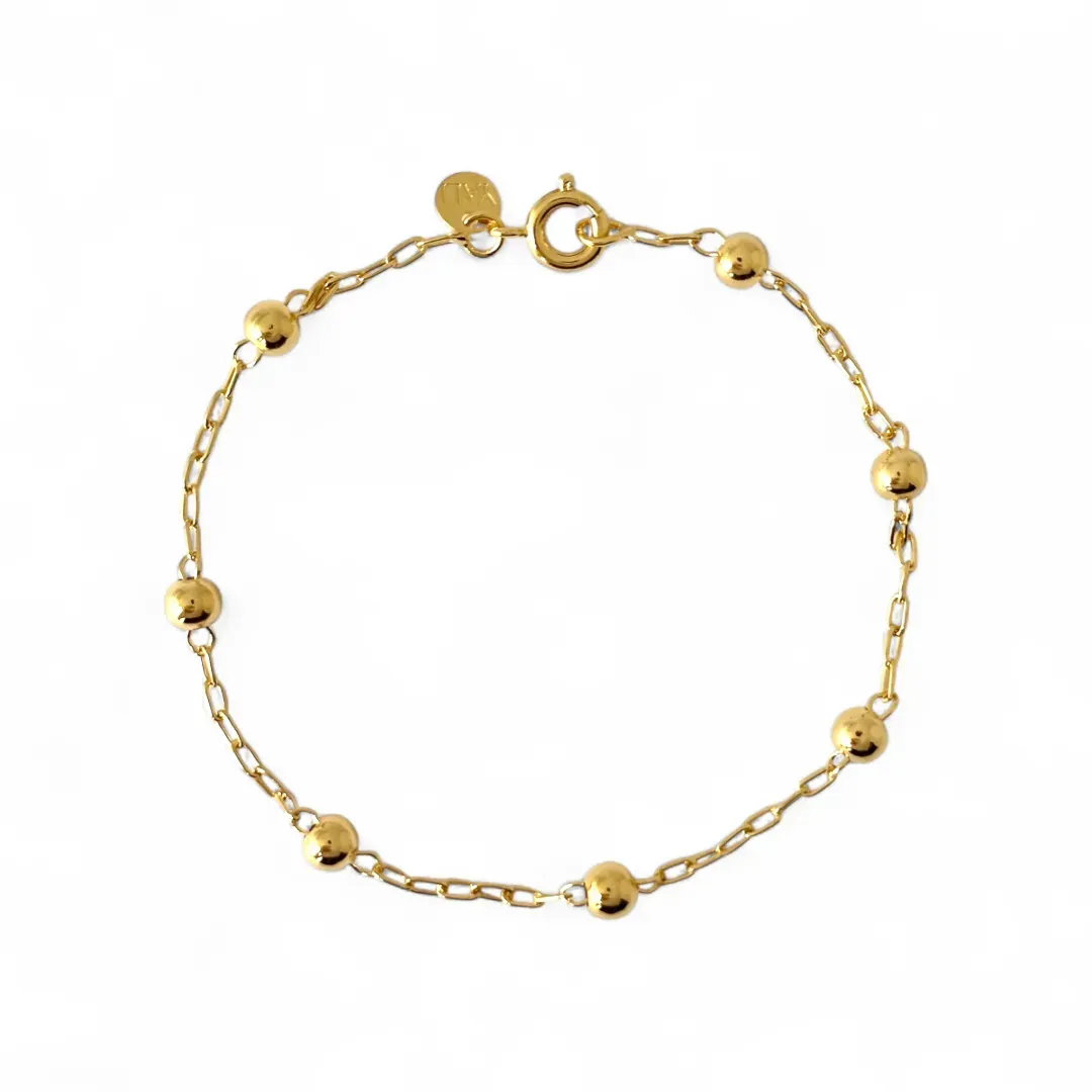 Pulseira Bola Lisa Banhada a Ouro 18k