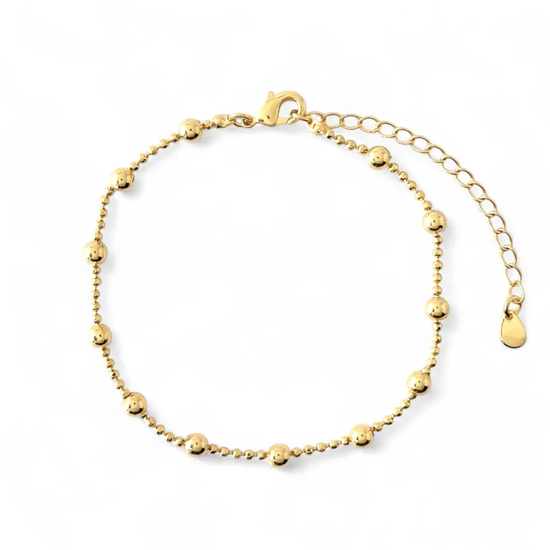 Pulseira Bolinhas Banhada a Ouro 18k com Bolas Lisas