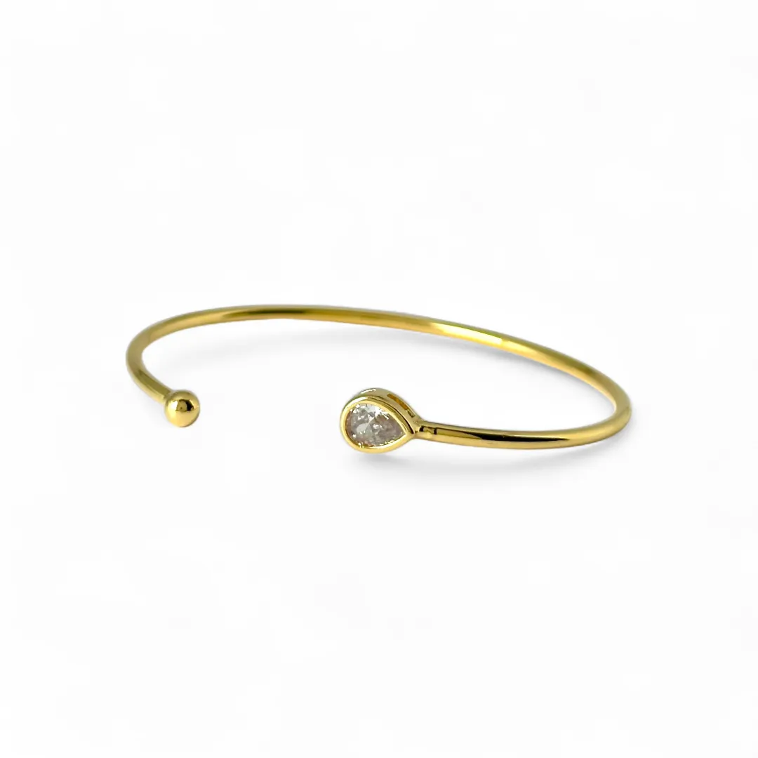 Pulseira Bracelete Gota Banhado a Ouro 18k com Zircônia