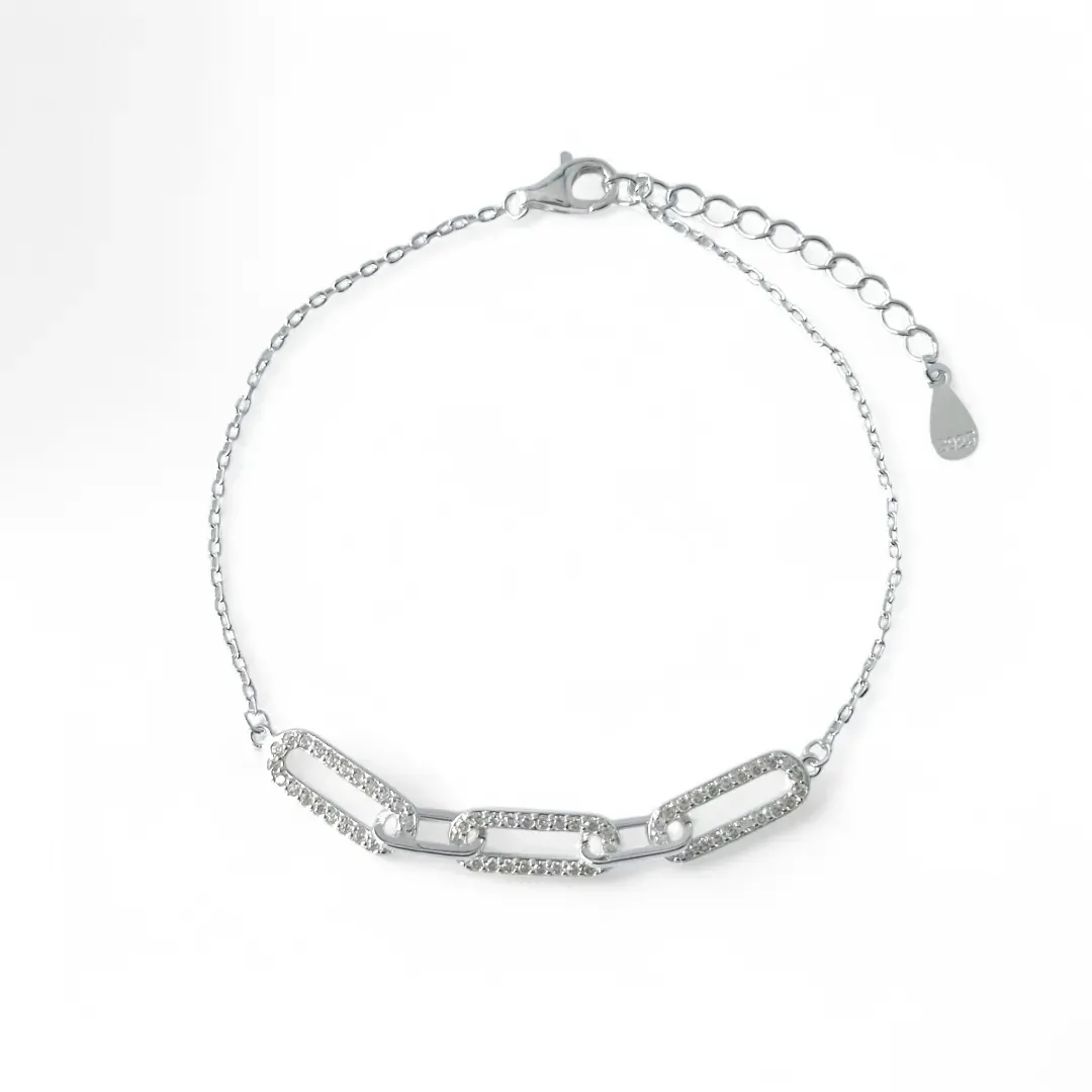 Pulseira Cartier Prata 925 Cravejada com Zircônias