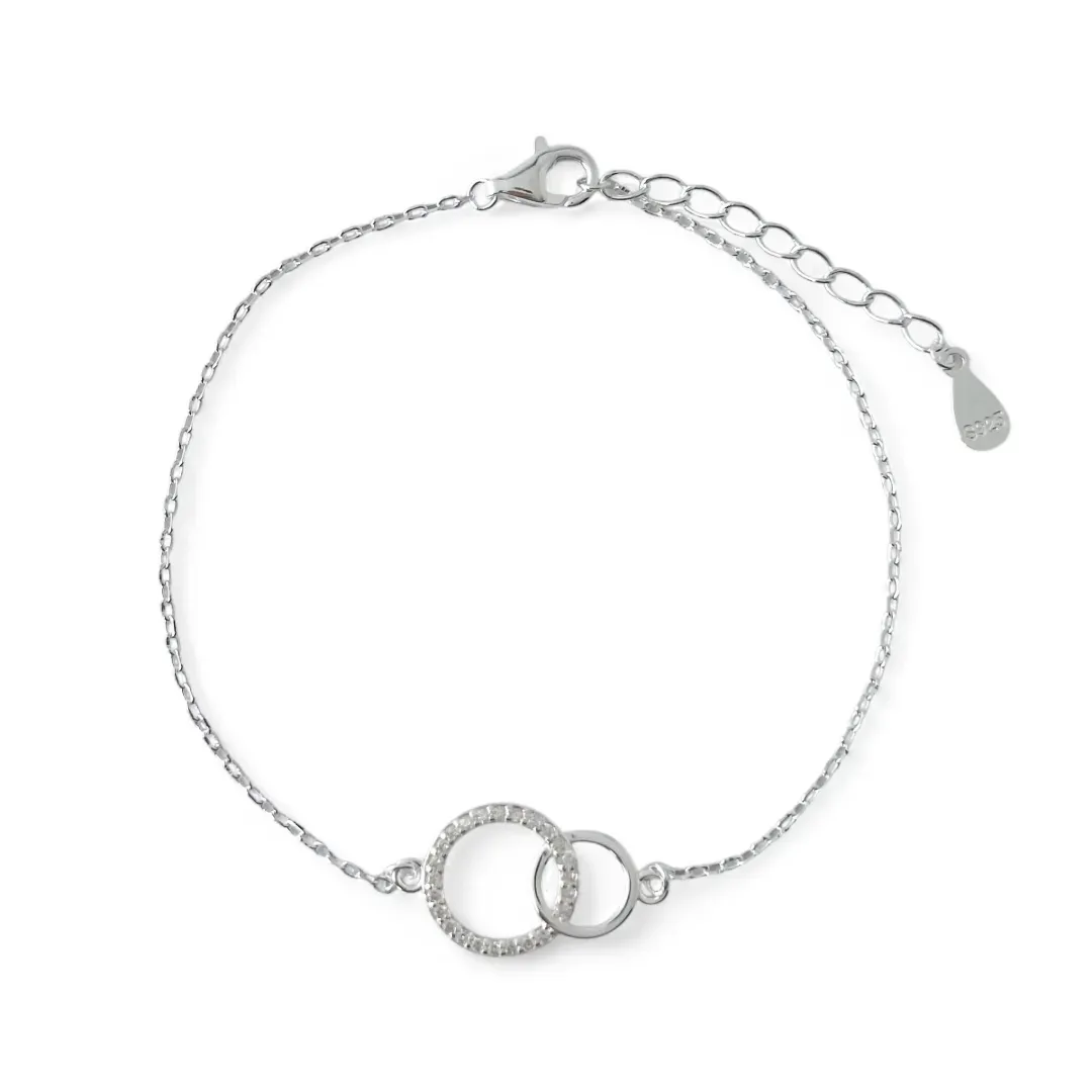 Pulseira Círculos Prata 925 Círculo Zircônia/Liso
