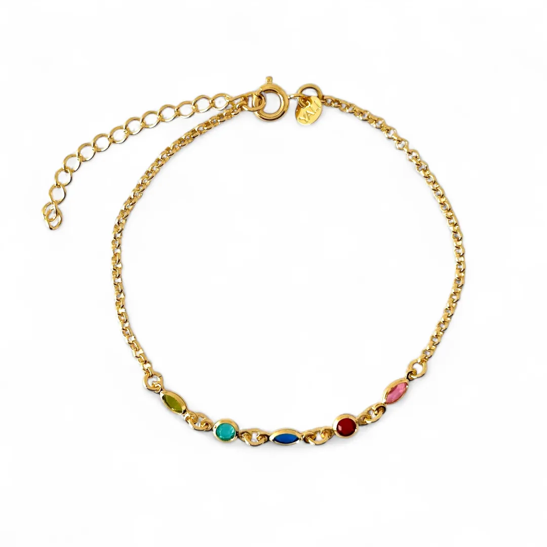 Pulseira Colorida Banhada a Ouro 18k com Zircônias