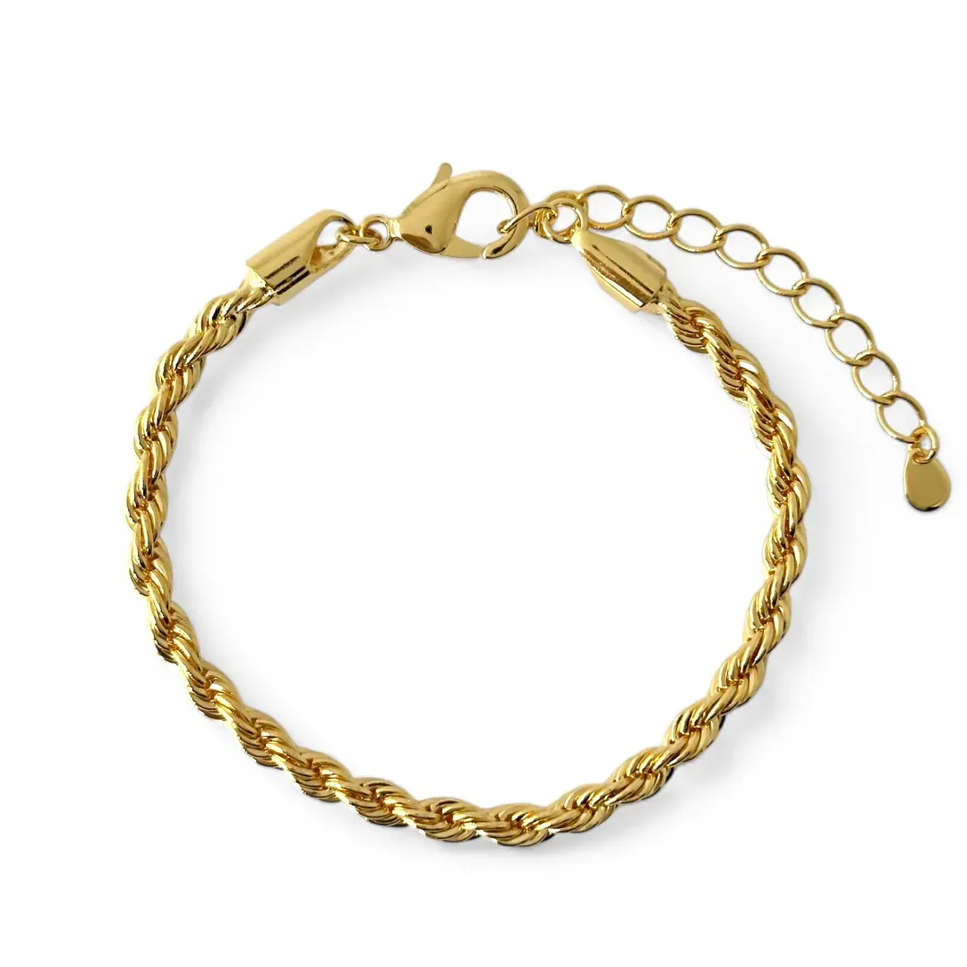 Pulseira Cordão Baiano Banhada a Ouro 18k - 4mm