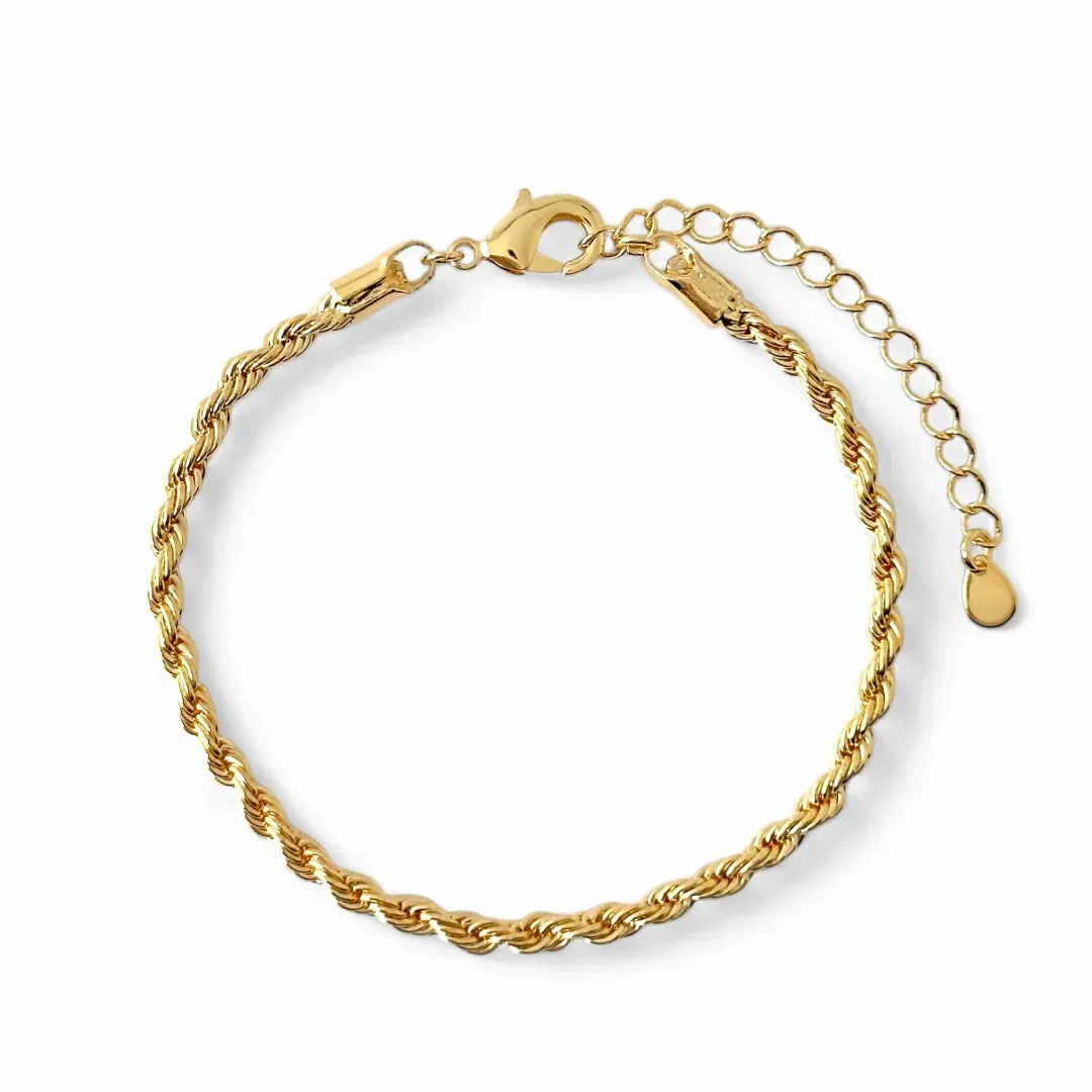 Pulseira Cordão Baiano Banhado a Ouro 18K - 3 mm