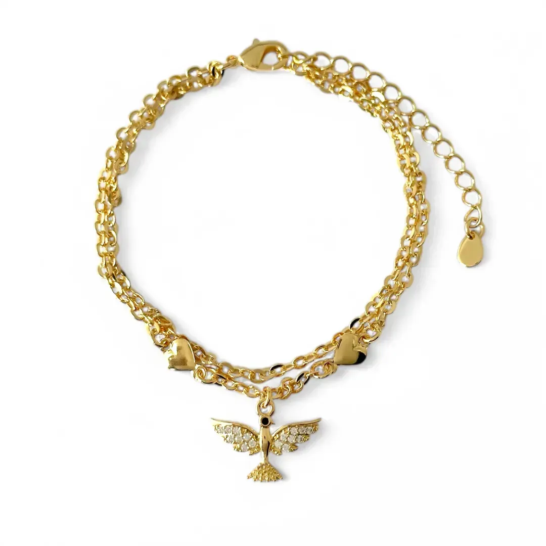 Pulseira Dupla Banhada a Ouro 18K Espirito Santo