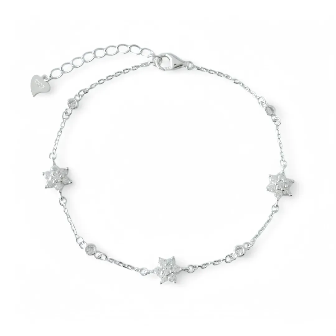 Pulseira Estrelas Prata 925 Zircônias