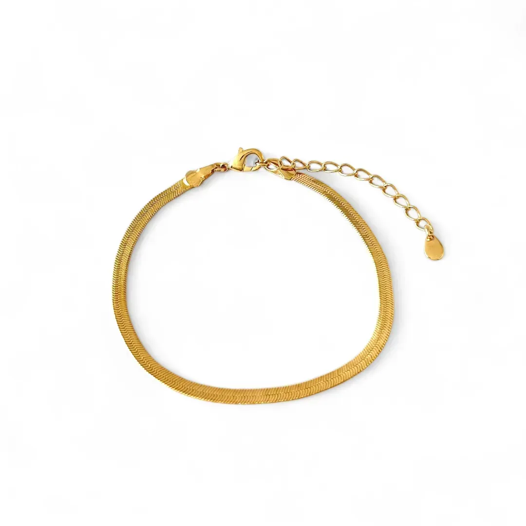 Pulseira Fita Banhada a Ouro 18K - 3mm