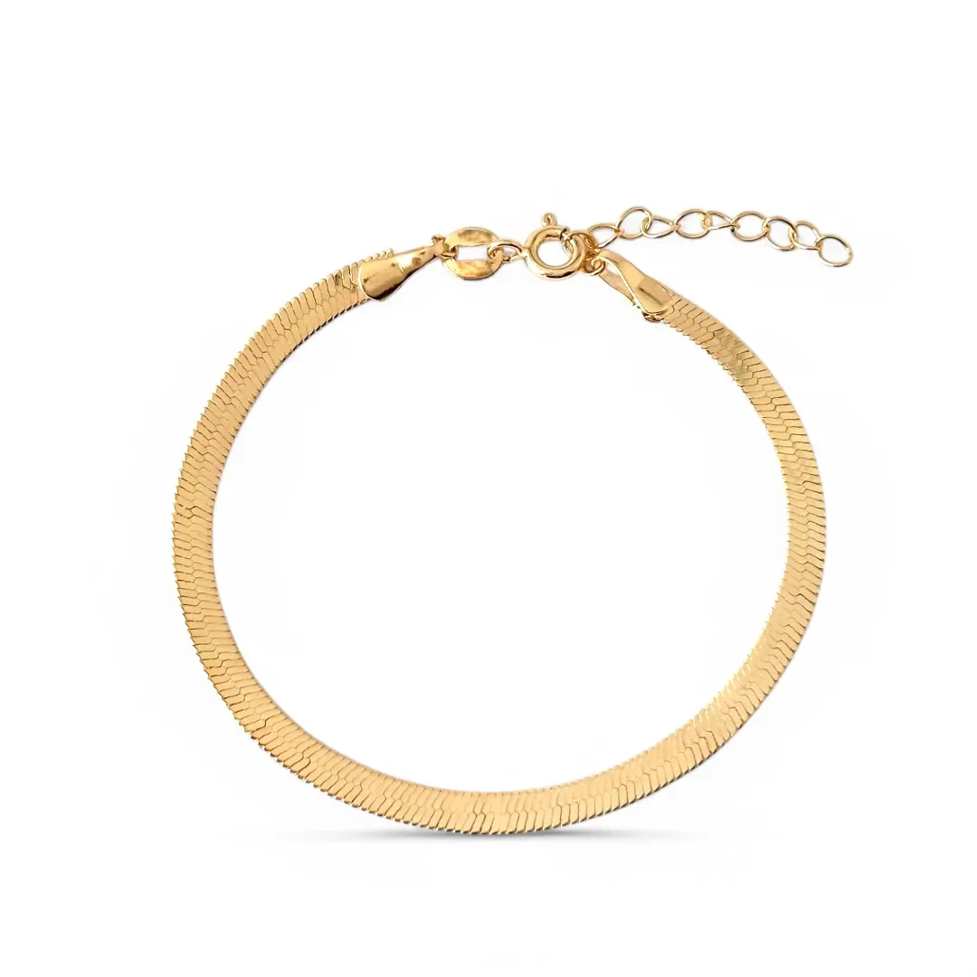 Pulseira Fita  Banhada a Ouro 18K - 4mm