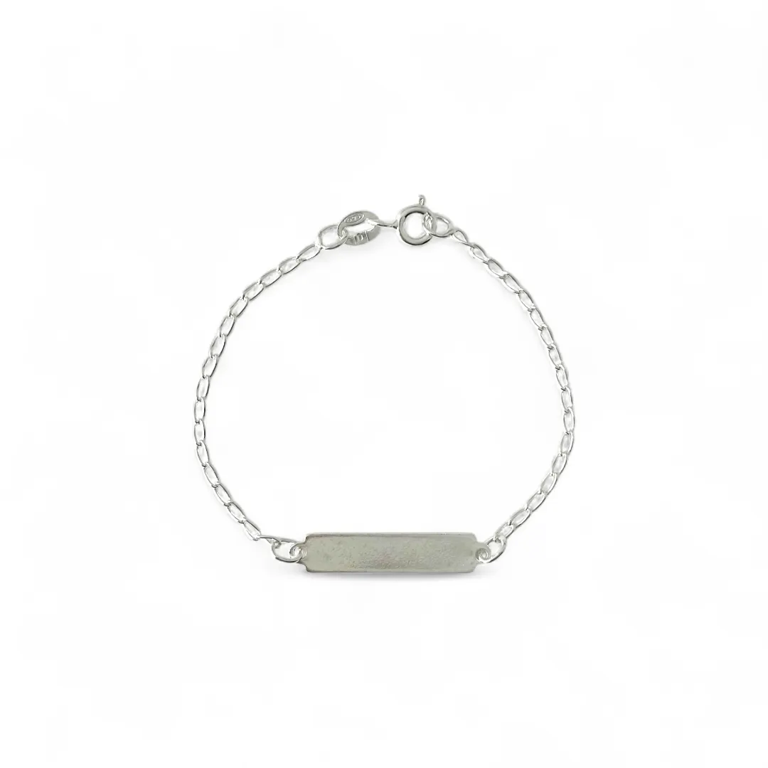 Pulseira Infantil Chapa Prata 925 para Gravação - 14cm