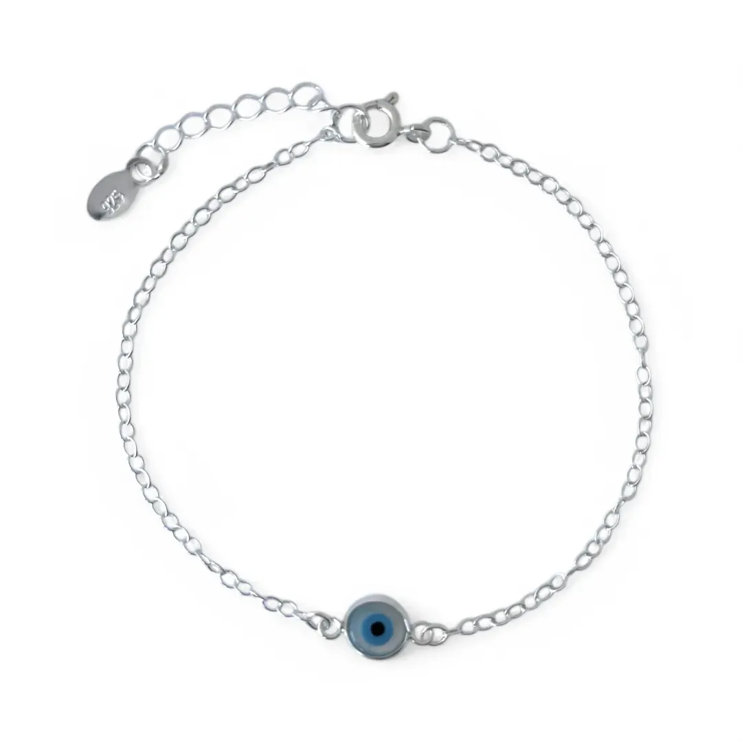 Pulseira Olho Grego Prata 925 com Madrepérola