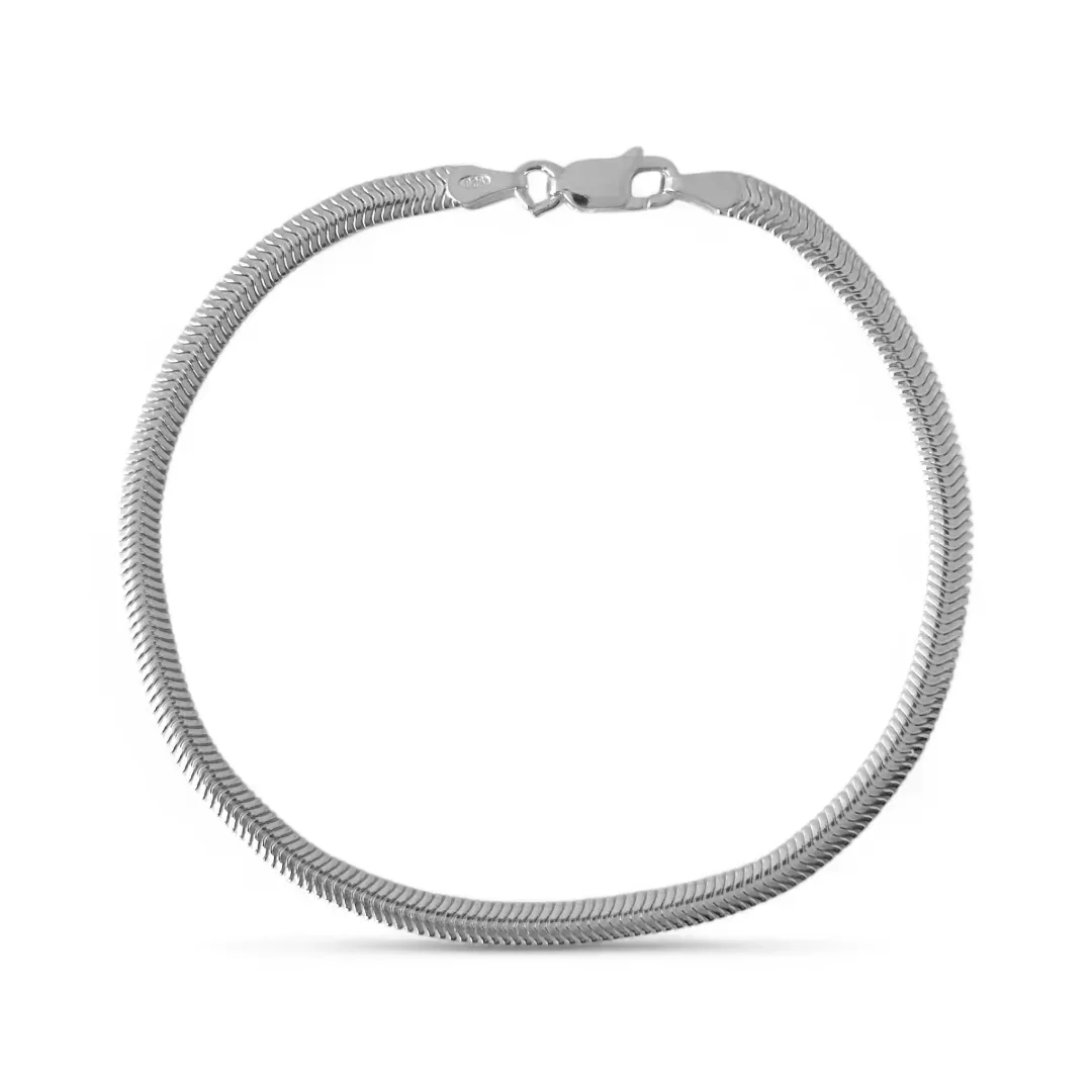 Pulseira Rabo Rato Achatada Prata 925