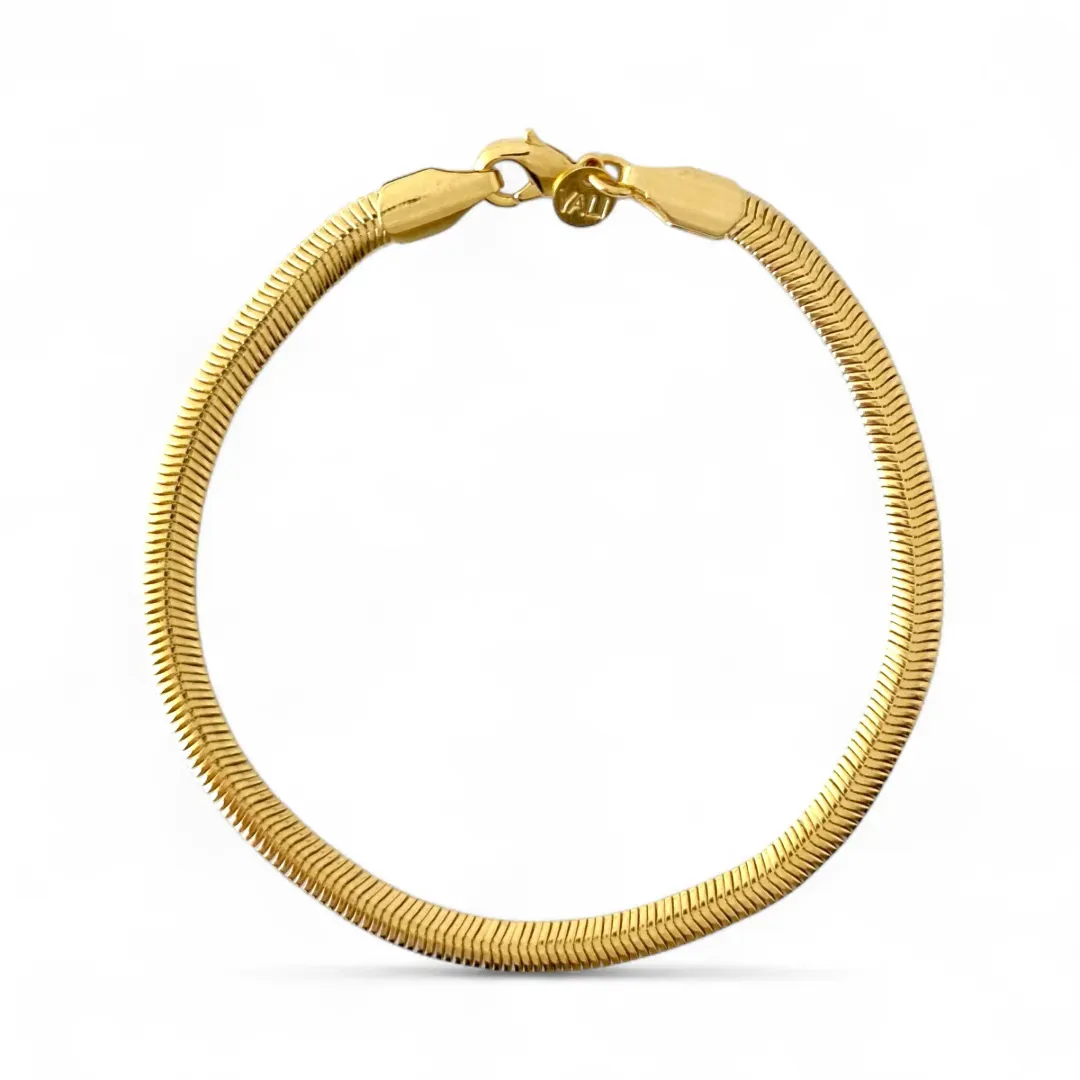 Pulseira Rabo Rato Banhada a Ouro 18k Achatada