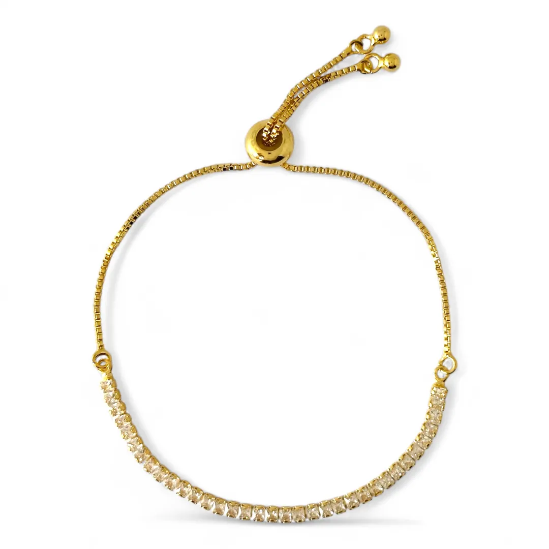 Pulseira Riviera Gravatinha Banhada a Ouro 18k com Zircônias