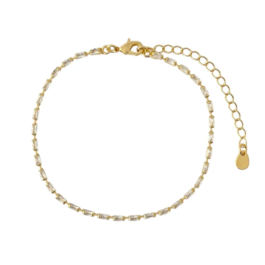 Pulseira Riviera Retangular Banhada a Ouro 18K