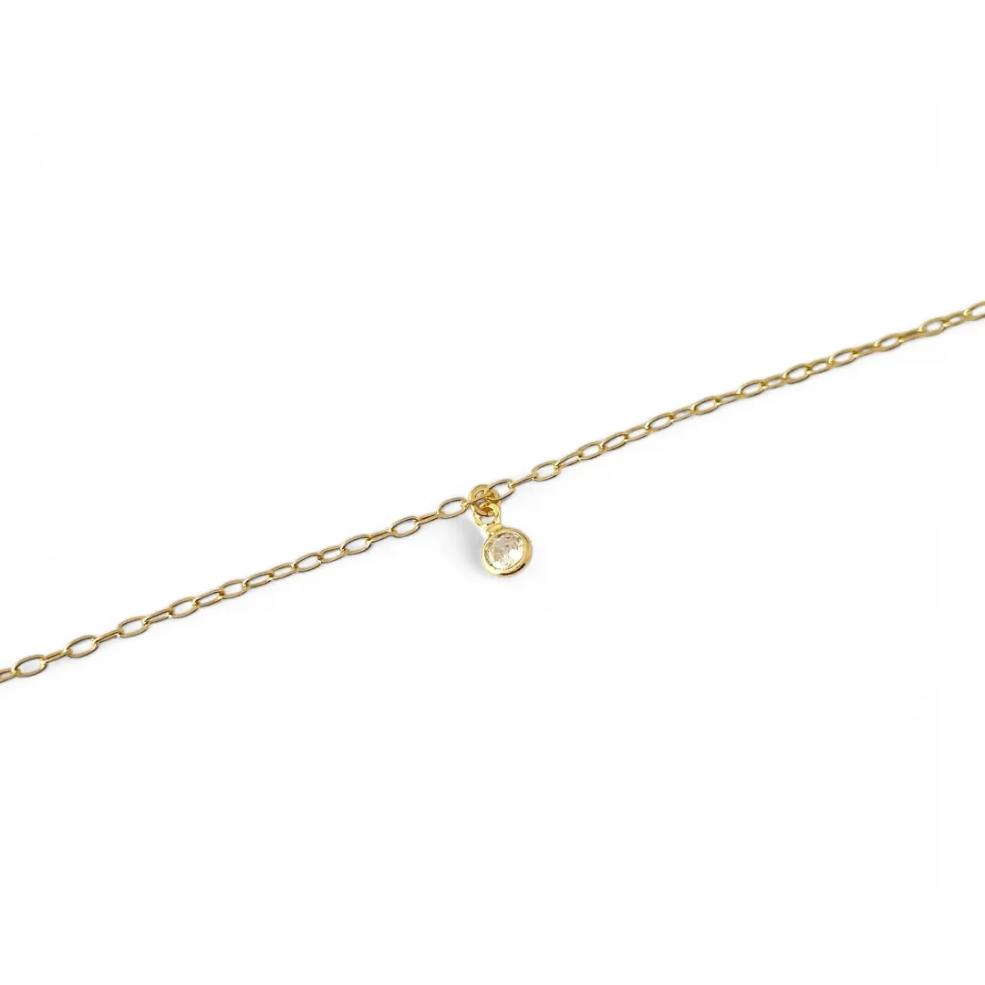Pulseira Tornozeleira Ponto de Luz Banhada a Ouro 18k com Zircônia