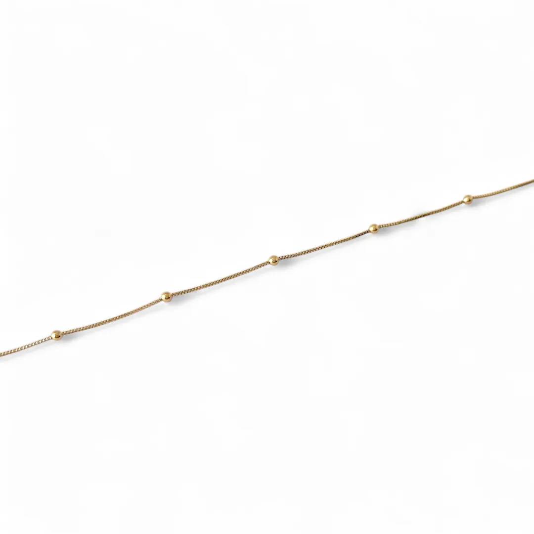 Pulseira Tornozeleira Veneziana Bolinhas Banhada a Ouro 18k - 22cm