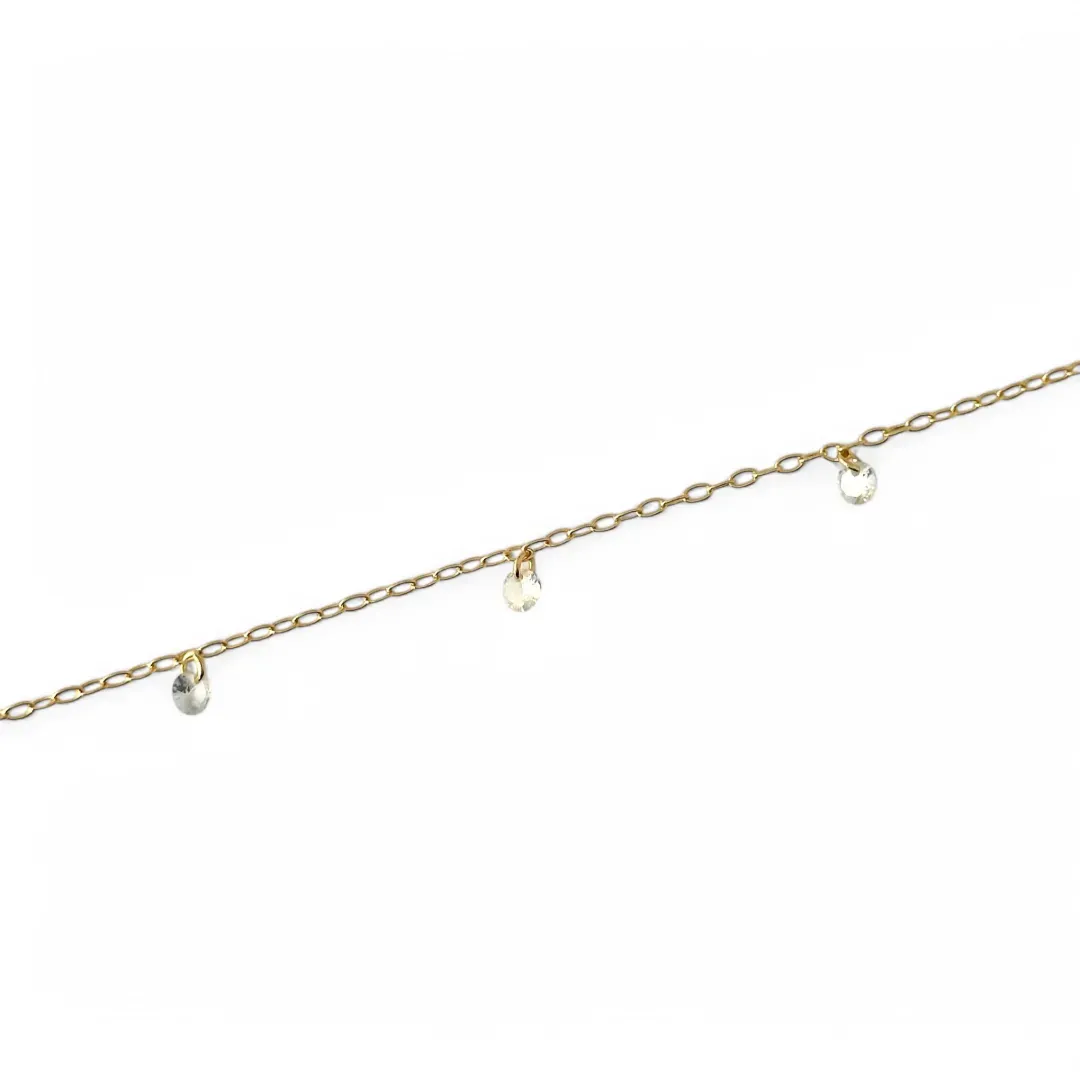 Pulseira Tornozeleira Zircônia Pendurada Banhado a Ouro 18K