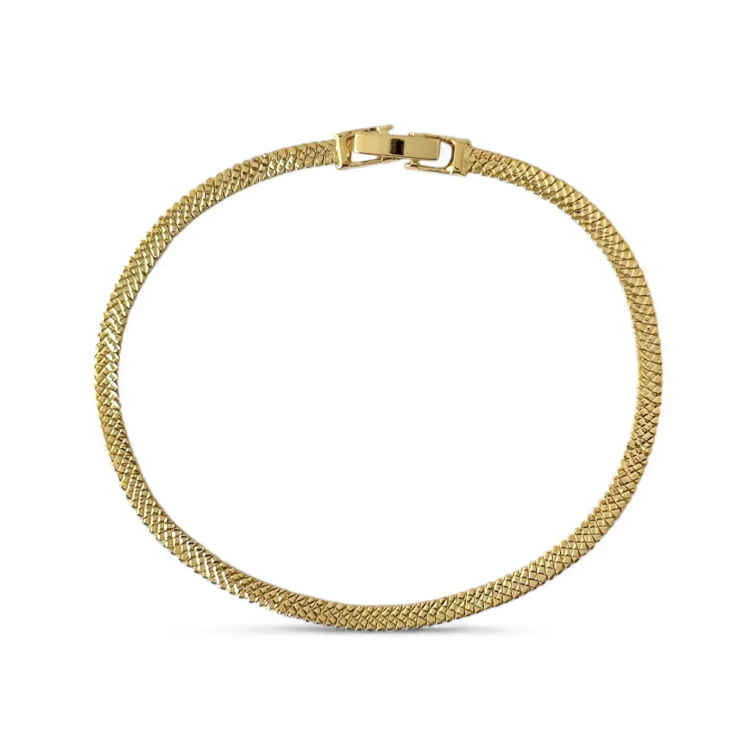 Pulseira Trabalhada Fecho Gaveta Banhada  a Ouro 18K