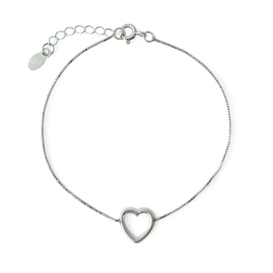 Pulseira Veneziana Coração Vazado Prata 925