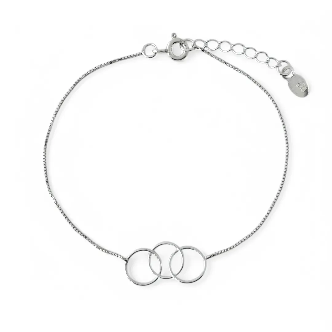 Pulseira Veneziana Prata 925 3 Círculos