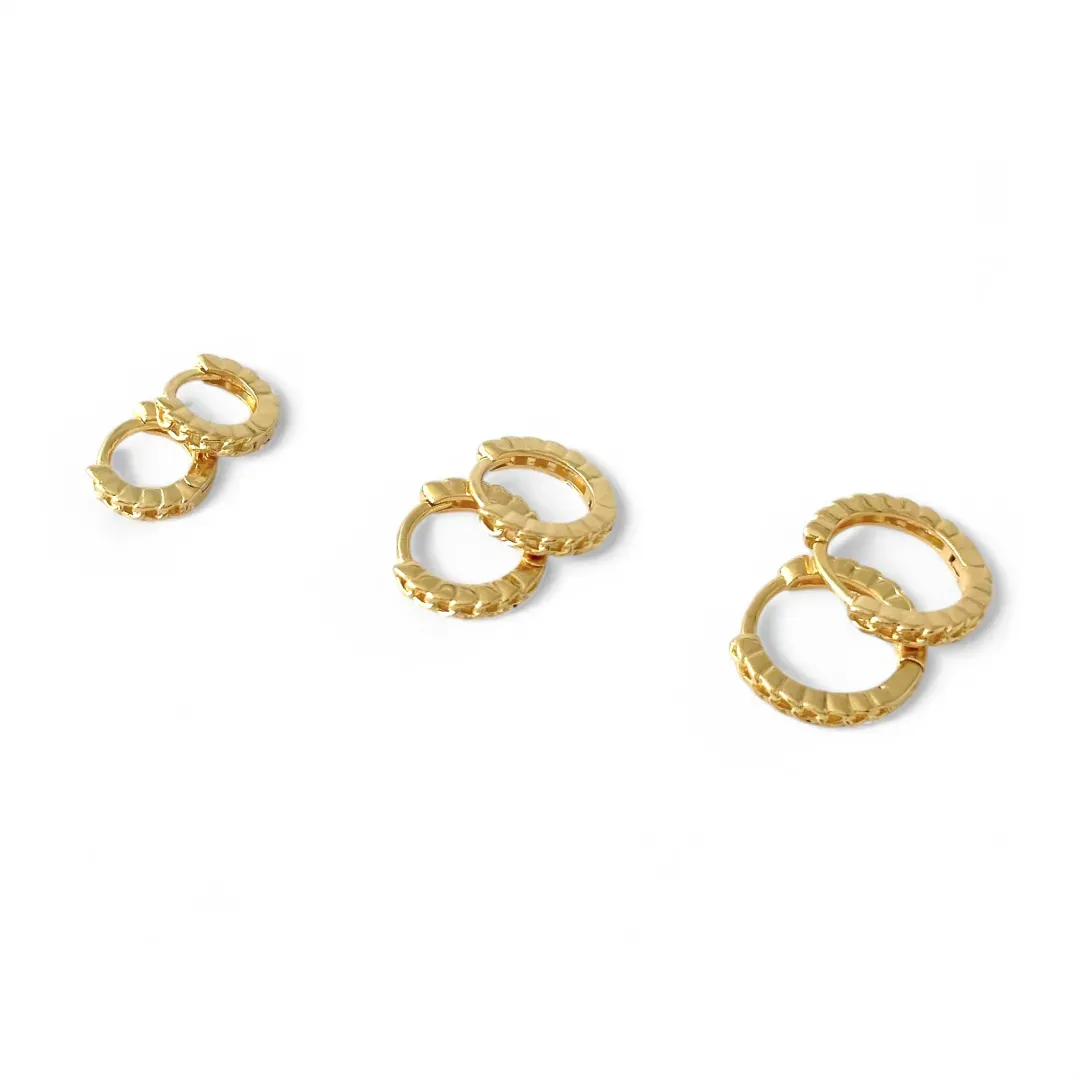 Trio de Brincos Argola Corrente Banhado a Ouro 18k
