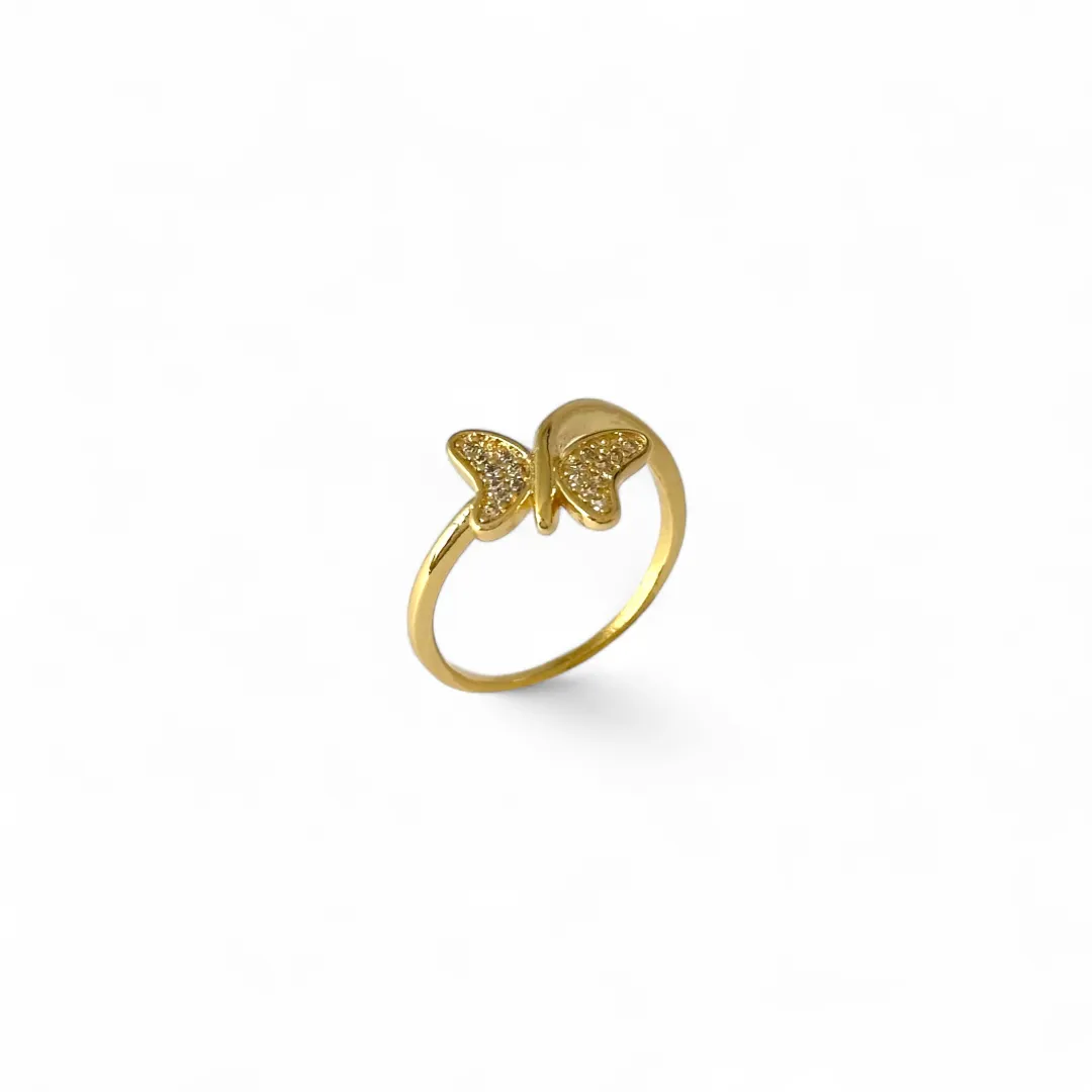 Anel Borboleta Banhado a Ouro 18k com Zircônias