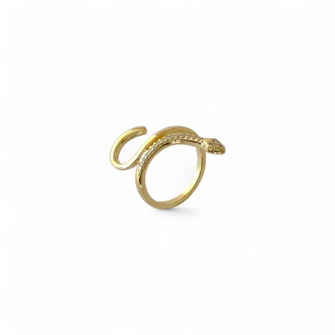 Anel Cobra Banhado a Ouro 18k com Zircônias