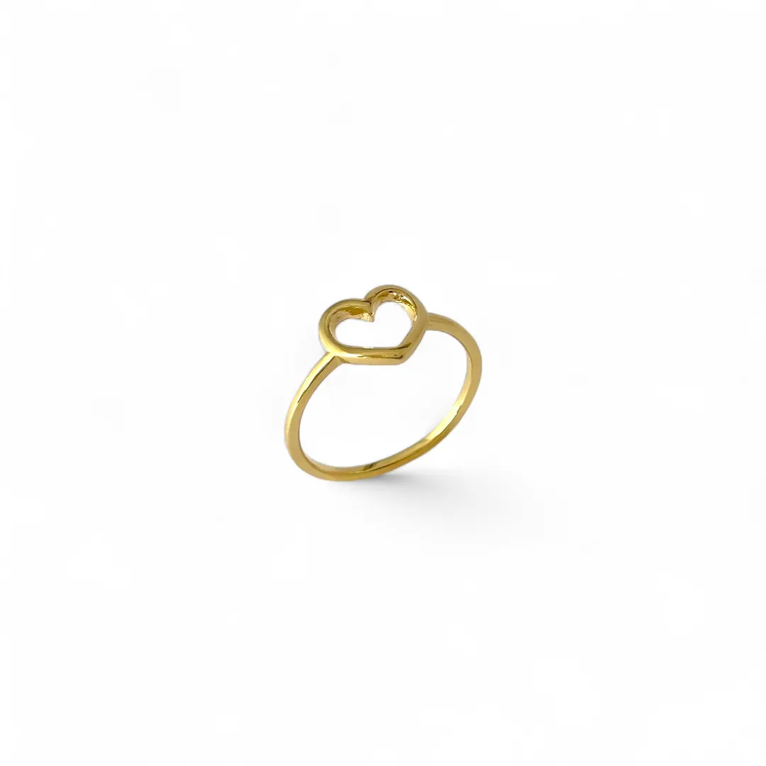 Anel Coração Banhado a Ouro 18k Vazado