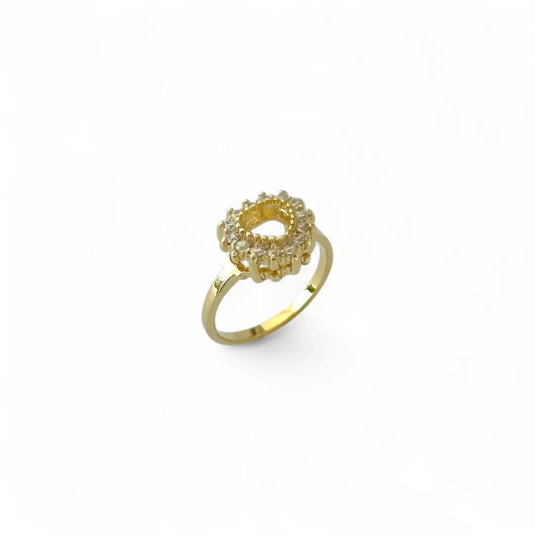 Anel Coração Banhado a Ouro 18k Vazado Cravejado com Zircônias