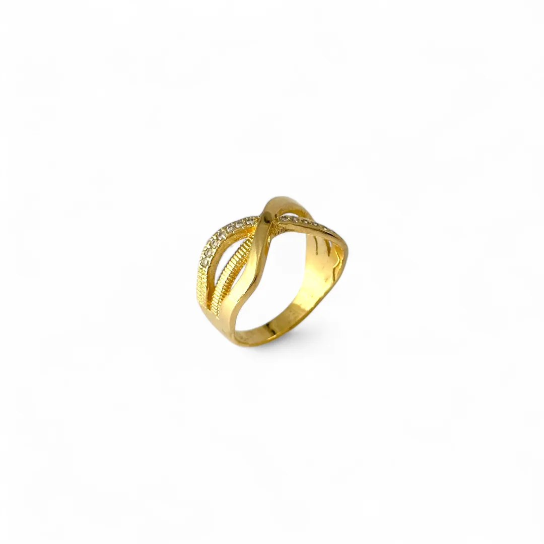 Anel Entrelaçado Banhado a Ouro 18k com Zircônias