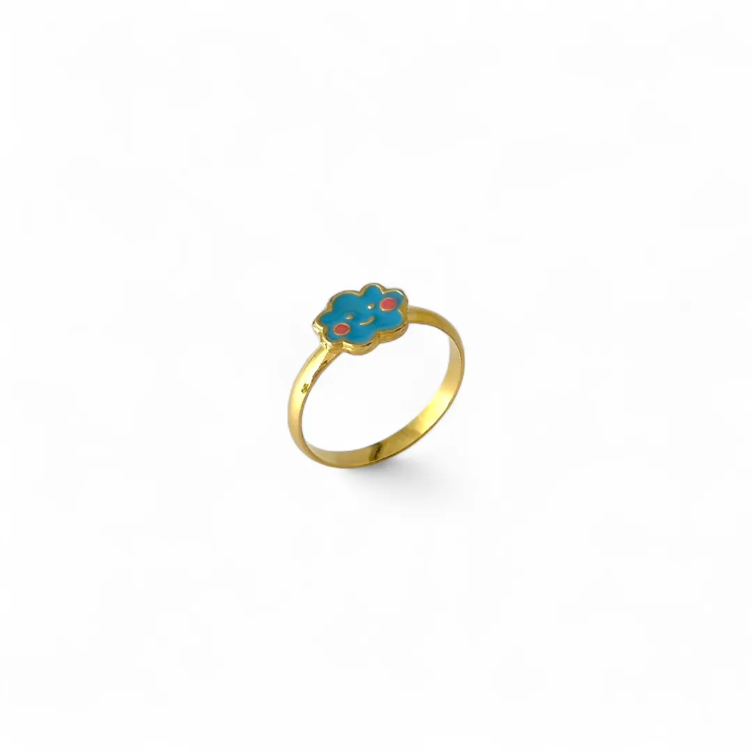 Anel Infantil Nuvem Banhado a Ouro 18k Azul