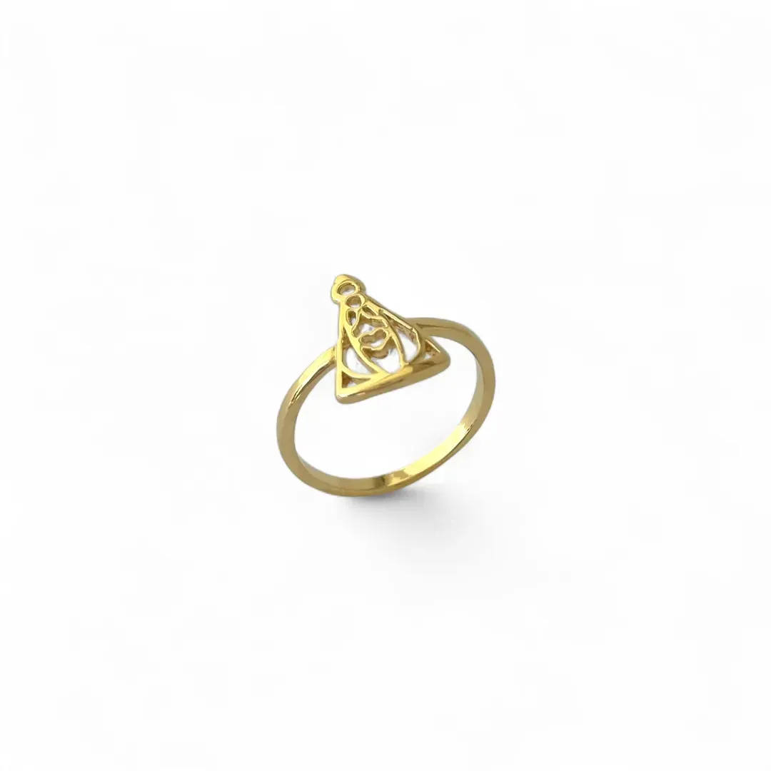 Anel Nossa Senhora Banhado a Ouro 18k Liso Vazado