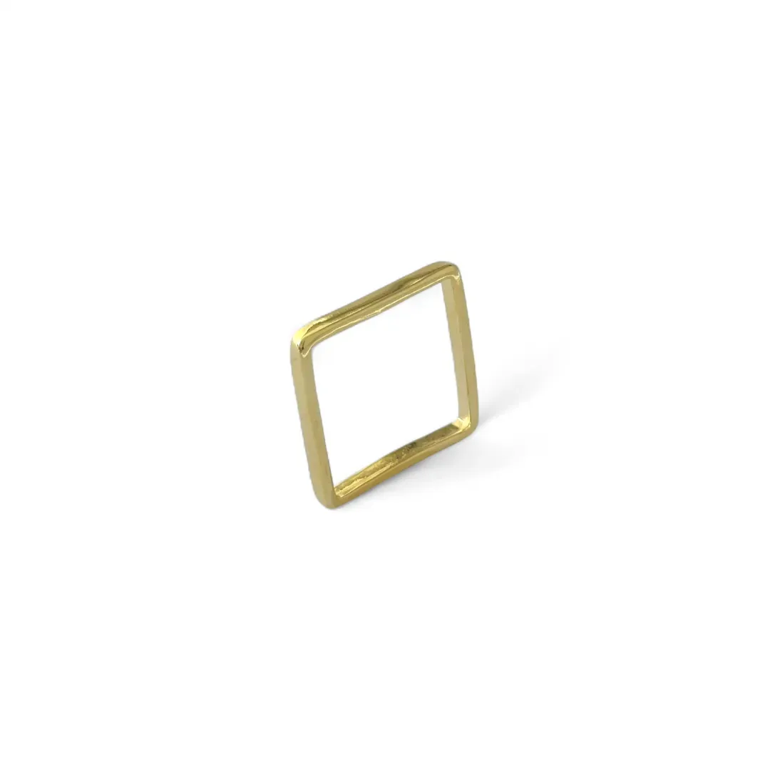 Anel Quadrado Banhado a Ouro 18k Liso