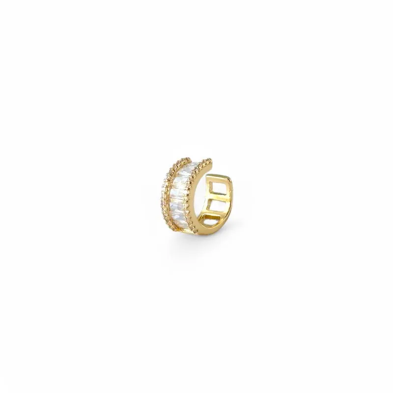 Brinco Cartilagem Piercing Fake Banhado a Ouro 18k com Zircônias