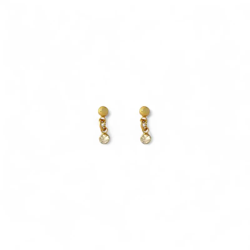 Brinco Infantil Bola Lisa com Zircônia Pendurada Banhado a Ouro 18k