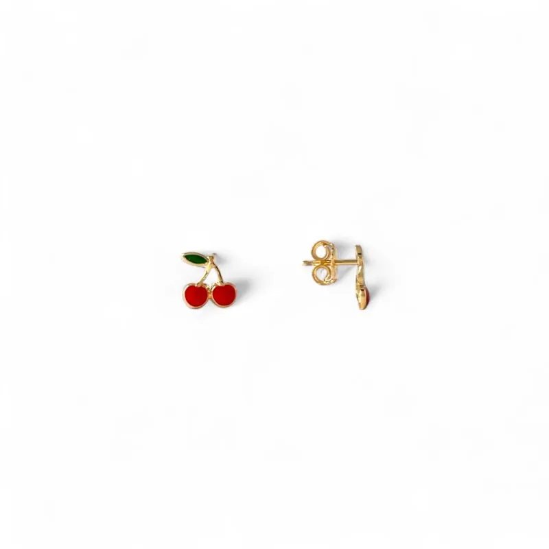 Brinco Infantil Cereja Banhado a Ouro 18k