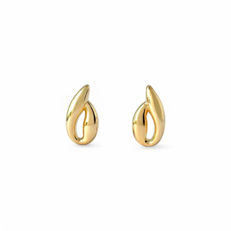 Brinco Orgânico Gota Banhado a Ouro 18k Vazado com Ponta