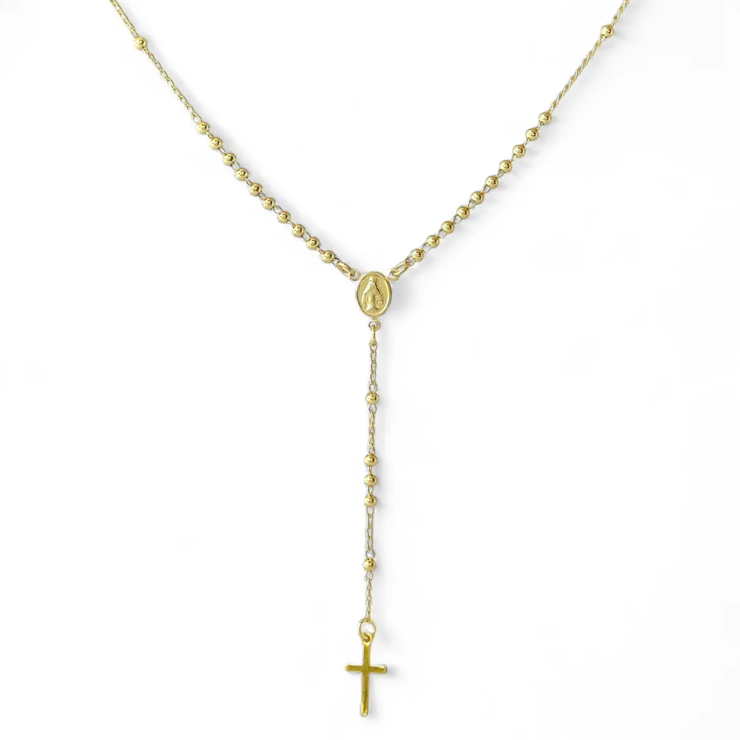 Colar Terço Rosário Banhado a Ouro 18k