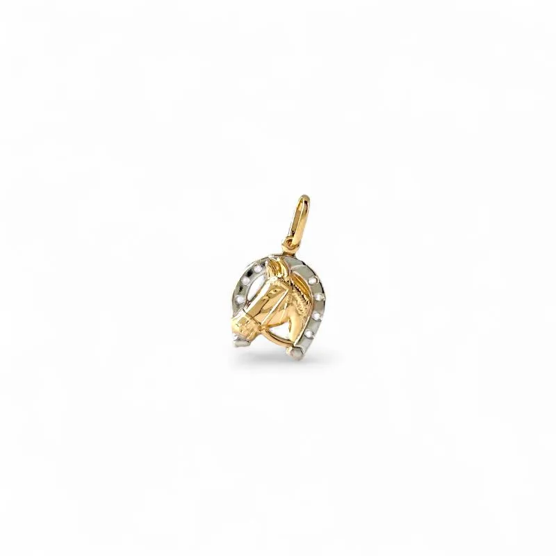 Pingente Cavalo Ferradura Banhado a Ouro 18k com Detalhe em Banho de Ródio