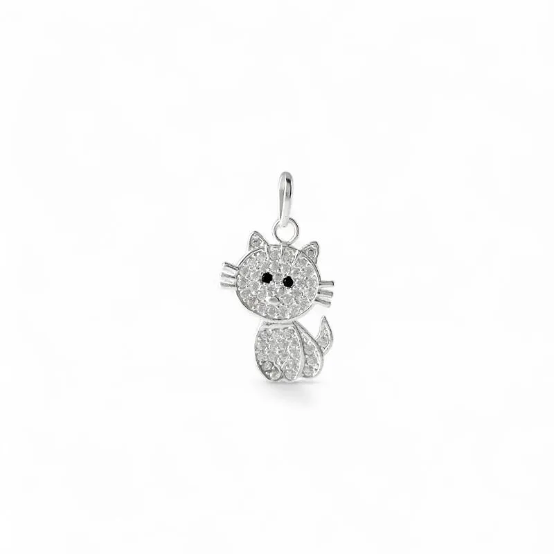 Pingente Gato Prata 925 com Zircônias
