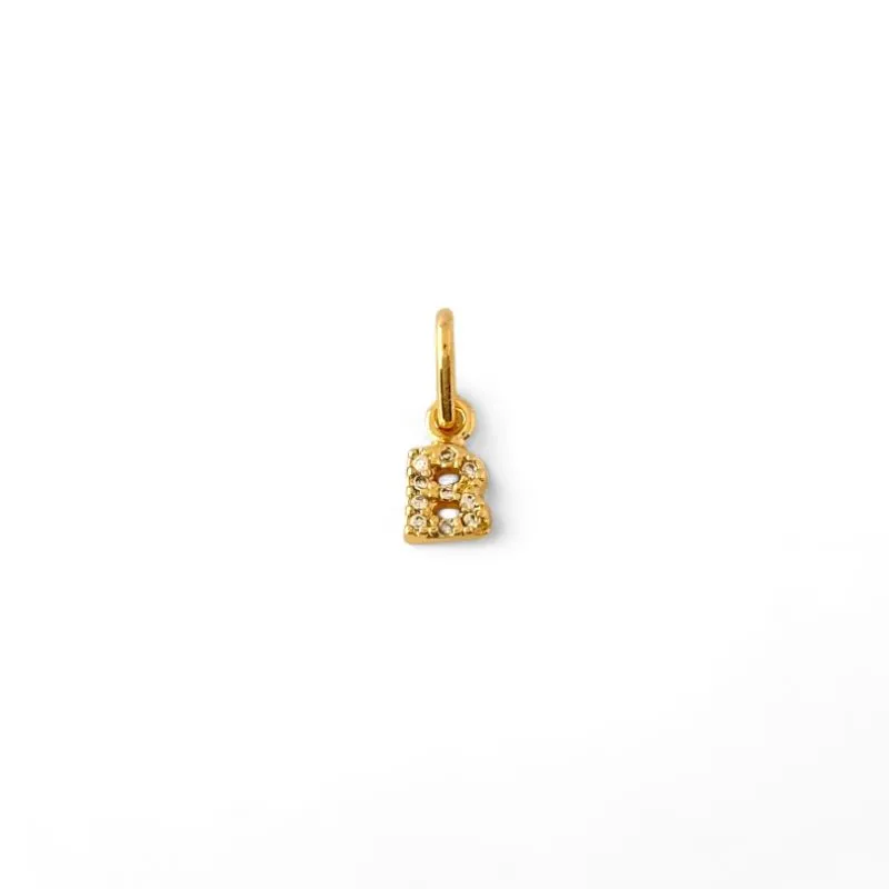 Pingente Letra B Banhado a Ouro 18k com Zircônias