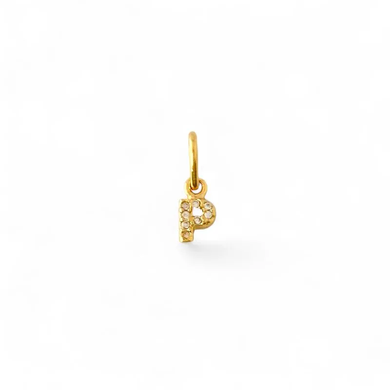 Pingente Letra P Banhado a Ouro 18k com Zircônias