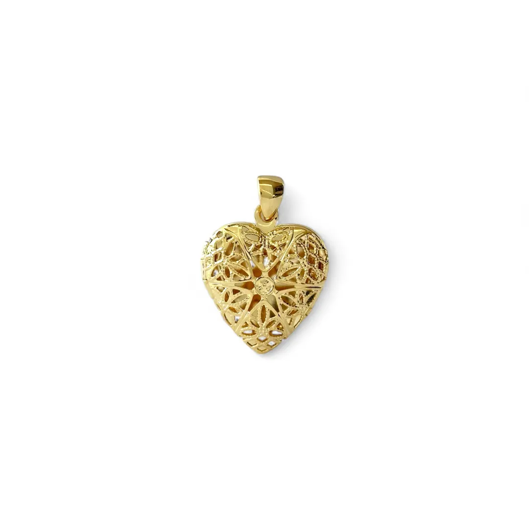 Pingente Relicário Coração Banhado a Ouro 18k - 2,0cm